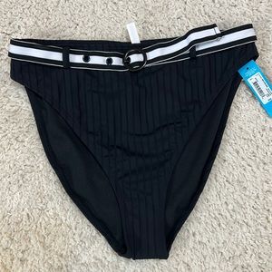 NWT AMBRIELLE L black and white bikini bottom with cute belt!